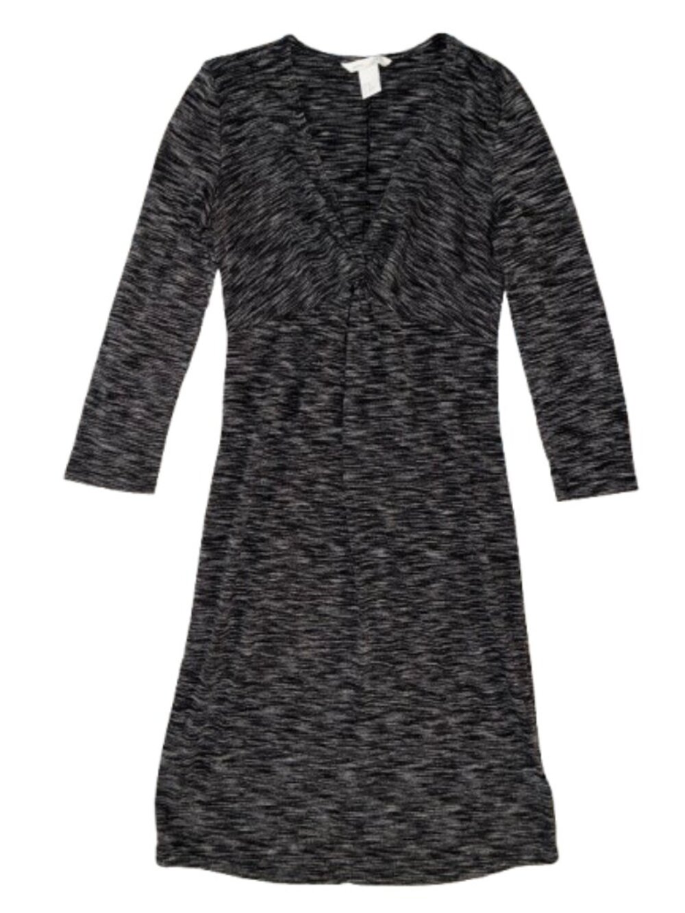 H&M Mama Black Heather 3/4 Sleeve V-Neck Knit Dress